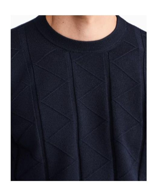 Giorgio Armani Blue Sweater Regular Fit Chevron Virgin Wool for men
