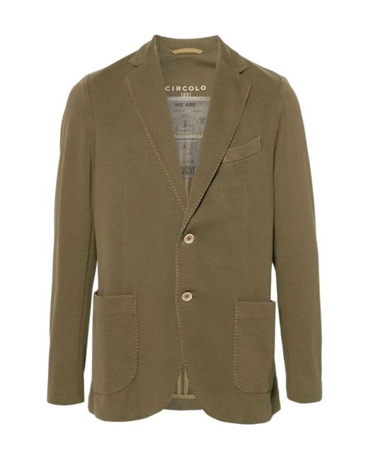 Circolo 1901 Green Single-Breasted Cotton Blazer for men