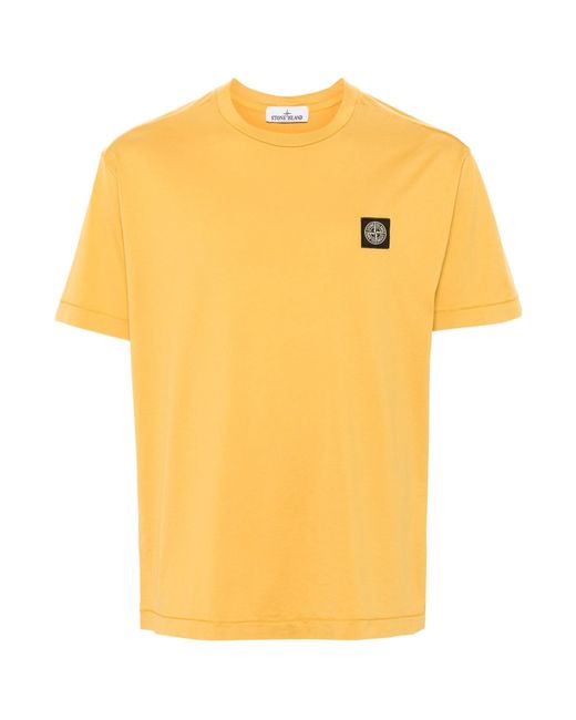 Stone Island Yellow Compass Patch Crewneck T-Shirt for men