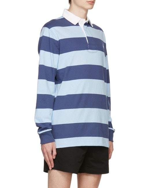 Polo Ralph Lauren Blue Striped Long-Sleeved Polo Shirt for men