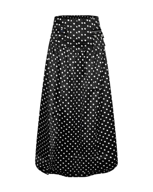 Ganni Black Polka Dot Midi Skirt