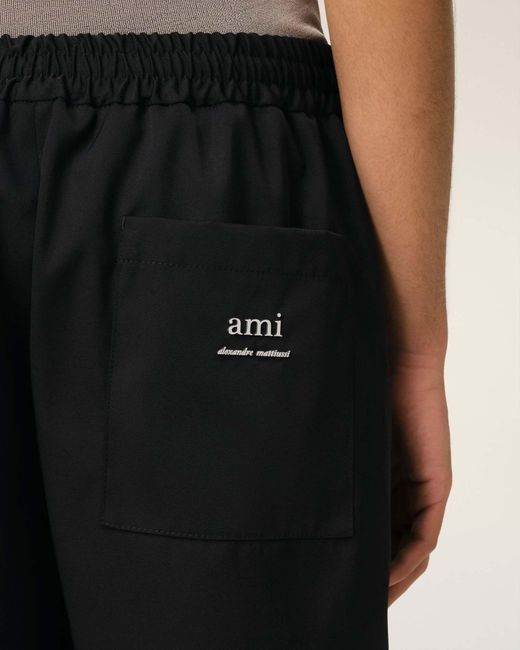 AMI Black Ami Elasticated Waist Shorts for men