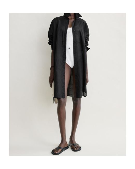 Totême Black Monogram-Patterned Oversized Shirt