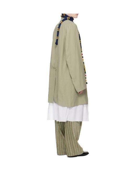 Edward Cuming Green Exploded Lining Trench Coat for men