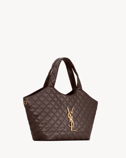 Saint Laurent Brown Icare Medium Quilted Handbag