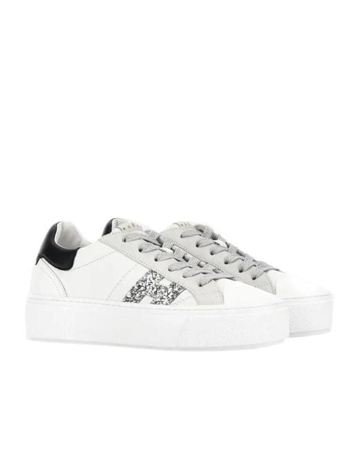 Hogan White Crosswind Lace-Up Sneakers