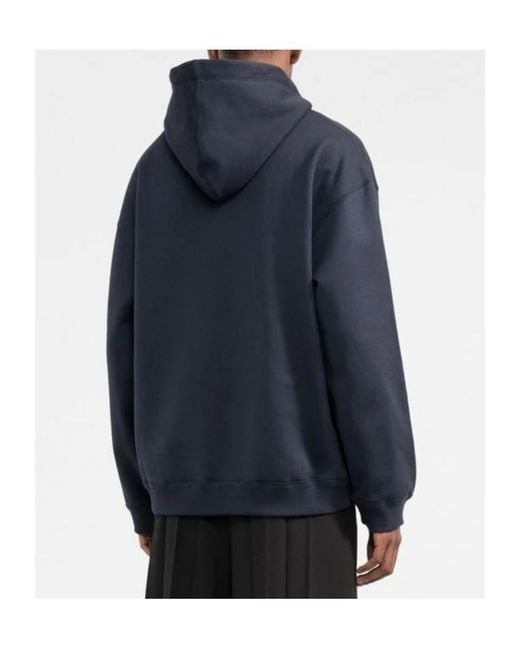 Valentino Blue Vltn Logo Embroidered Drawstring Hoodie for men
