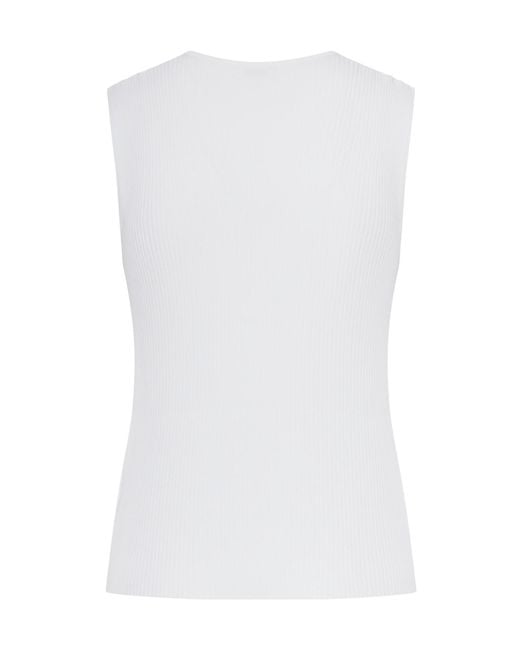 Roberto Collina White Smanicato Cut-Out Ribbed Top
