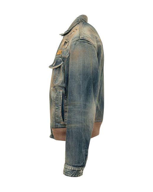 DSquared² Green Distressed Denim Jacket for men