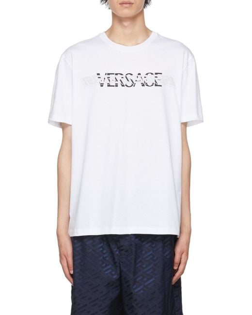 Versace White Logo Crew-Neck T-Shirt for men