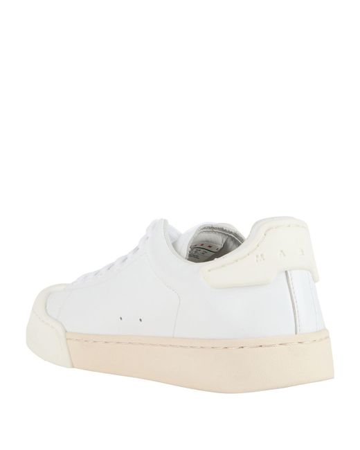 Marni White Minimalist Leather Low-Top Sneakers