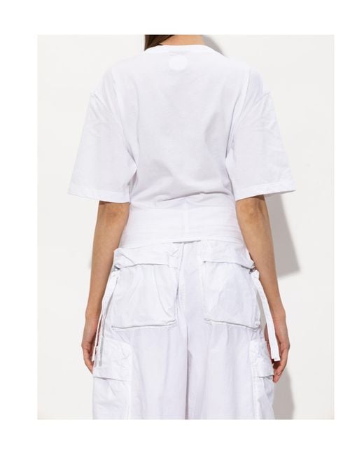 DSquared² White Cropped Logo Print T-Shirt