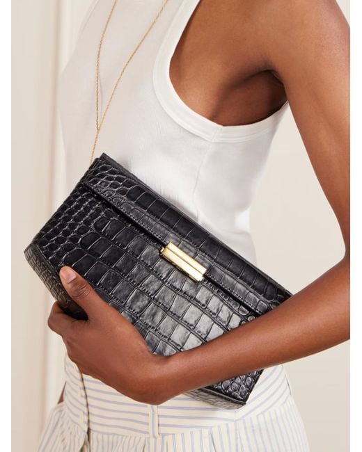 Totême Blue Totême Embossed Foldover Top Shoulder Bag