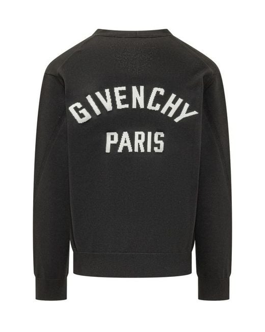 Givenchy Black Logo-Intarsia V-Neck Cardigan for men
