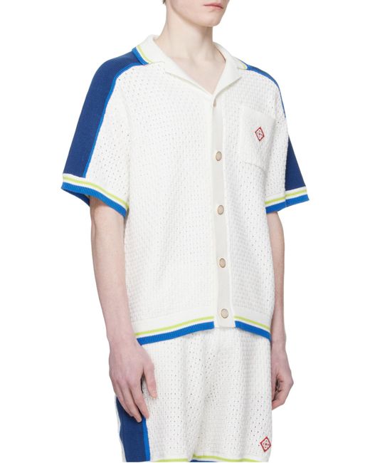 Casablanca Blue Crochet Short-Sleeve Shirt for men