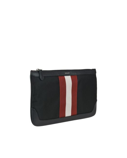 Bally Black Embossed Logo Clutch Bag for men