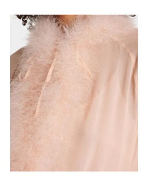 Blumarine Pink Georg Feather-Trimmed Midi Dress