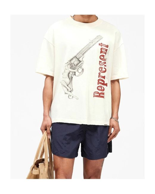 Represent White Short-Sleeved T-Shirt for men