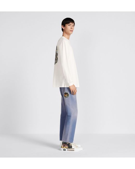 Dior Blue Homme Logo Patch Straight Leg Jeans for men