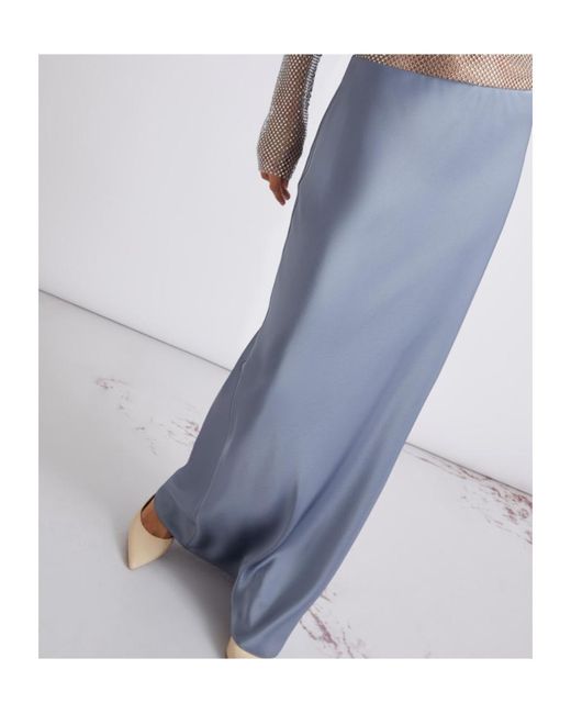 Marella Blue Figure-Skimming Satin Skirt
