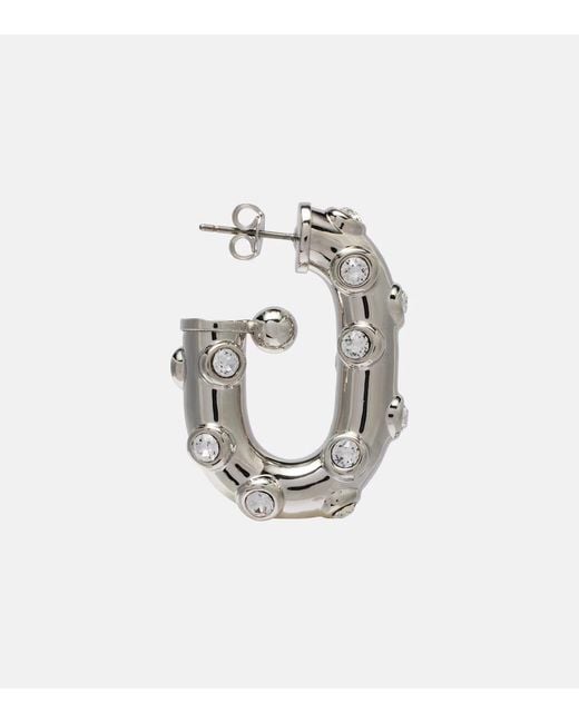 Rabanne White Crystal-Embellished Hoop Earrings
