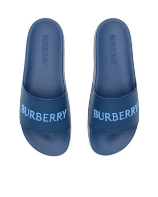 Burberry Blue Logo Detailed Slides for men