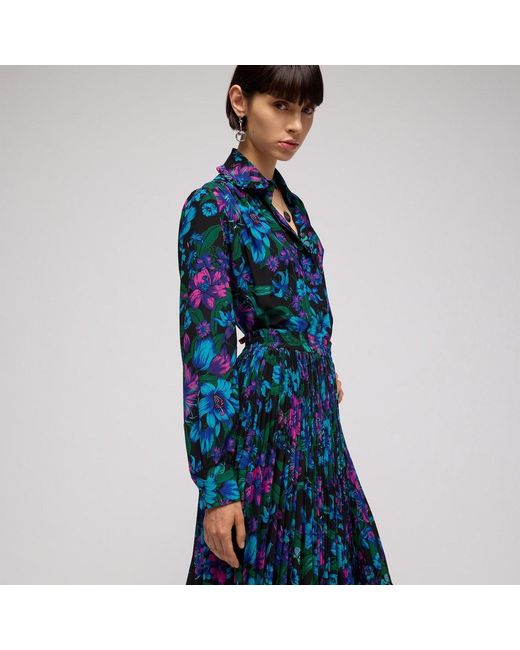 Gucci Blue Printed Silk Crêpe De Chine Shirt