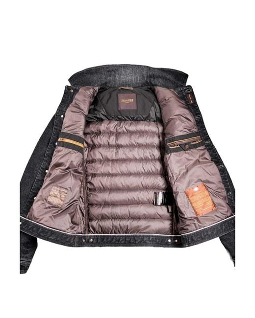 Moorer Gray Quilted Denim Down Jacket for men