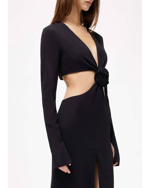 Blumarine Black Rose Detailed Cut-Out Long Dress