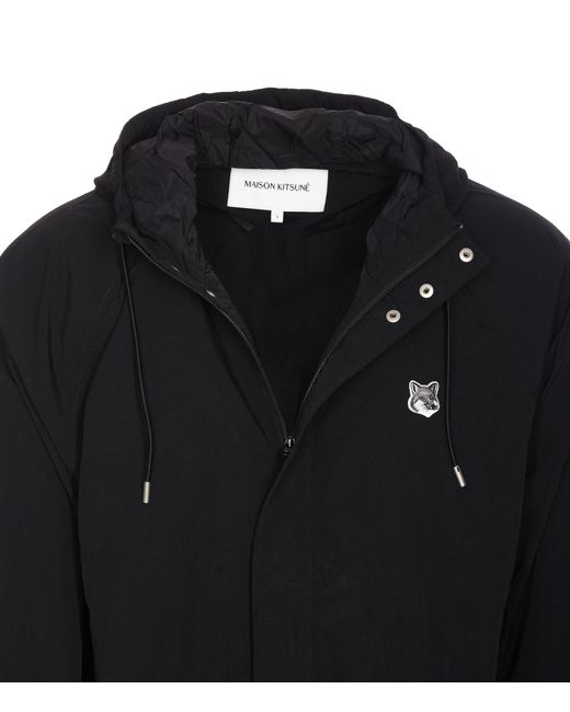 Maison Kitsuné Black Maison Kitsuné Fox Head-Patch Zipped Windbreaker for men