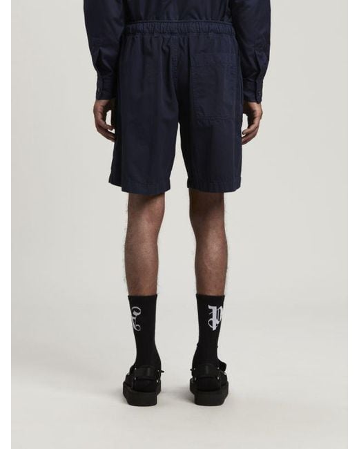 Palm Angels Blue Logo-Embroidered Drawstring Bermuda Shorts for men