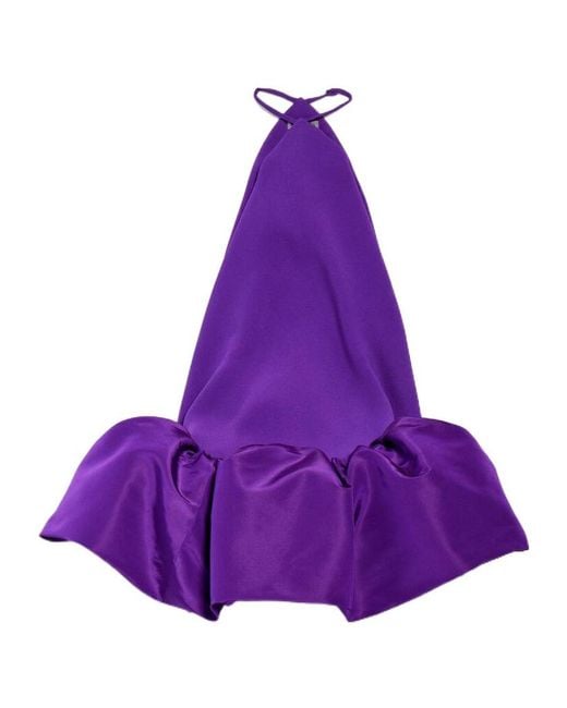 Balenciaga Purple Halter Balloon Mini Dress