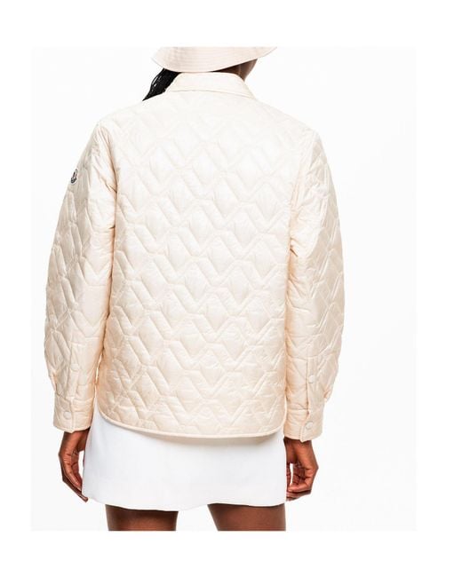 Moncler White Quilted Check Shirt Down Jacket