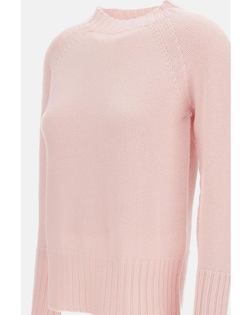 Drumohr Pink Raglan-Sleeve Ribbed-Hem Sweater