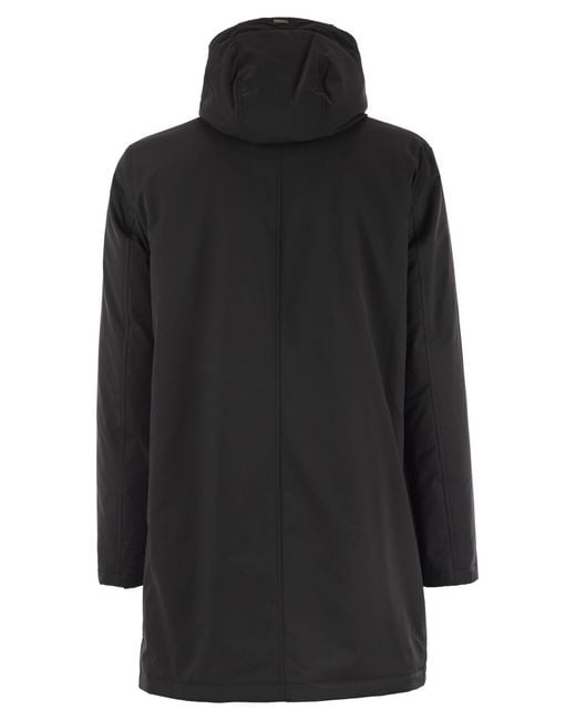 Herno Black Hooded Cotton Jacket for men