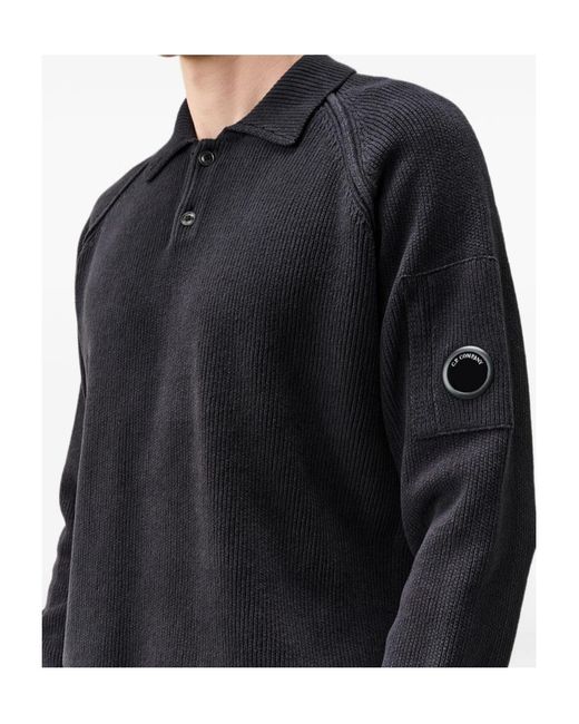 C P Company Blue Lens-Detail Polo Shirt for men
