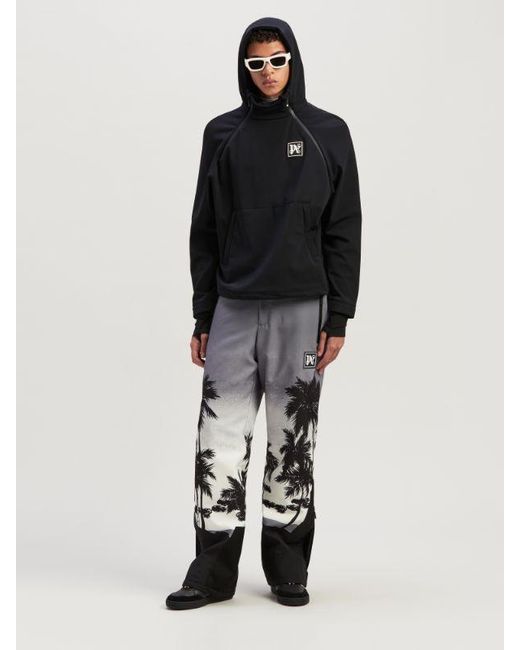 Palm Angels Gray Palm Printed Straight Leg Padded Ski Bottoms for men