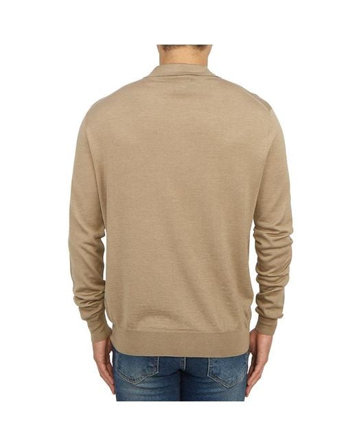 Lardini Natural Long-Sleeve Knitted Polo Shirt for men