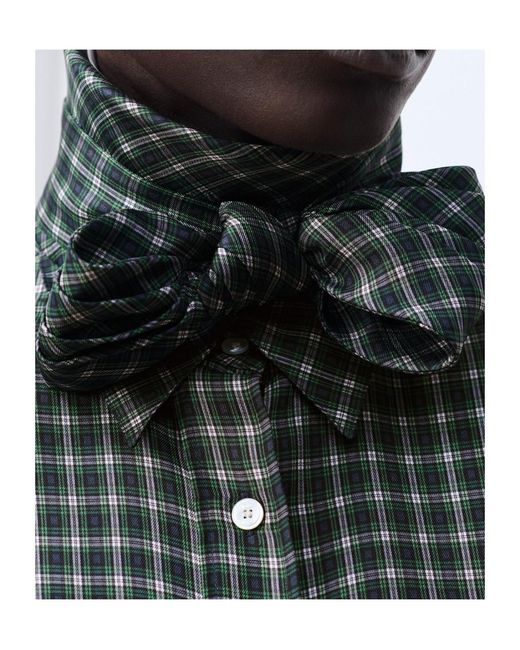 Dior Green Blouse With Removable Bow Tie
