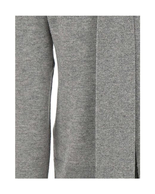 ROTATE BIRGER CHRISTENSEN Gray Tie-Neck Sweater