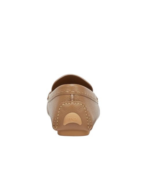 Fendi Brown Ff Plaque Driving Loafers for men