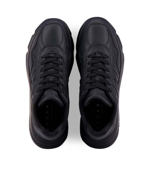 Hogan Black Logo Detailed Lace-Up Sneakers for men