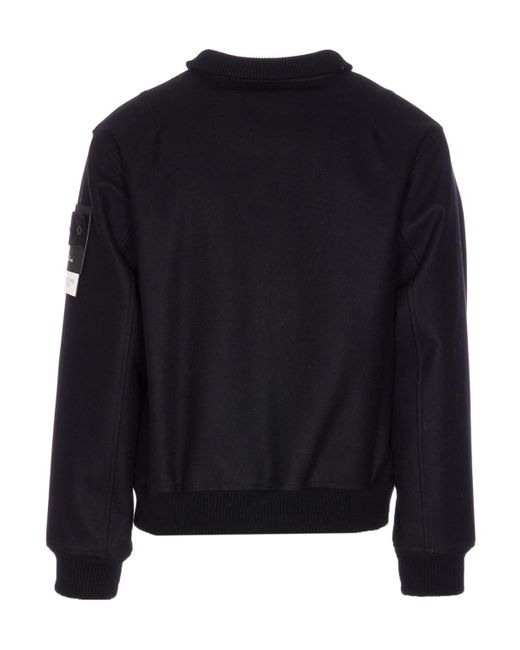 Stone Island Blue Logo Patch Zip-Up Jacket for men