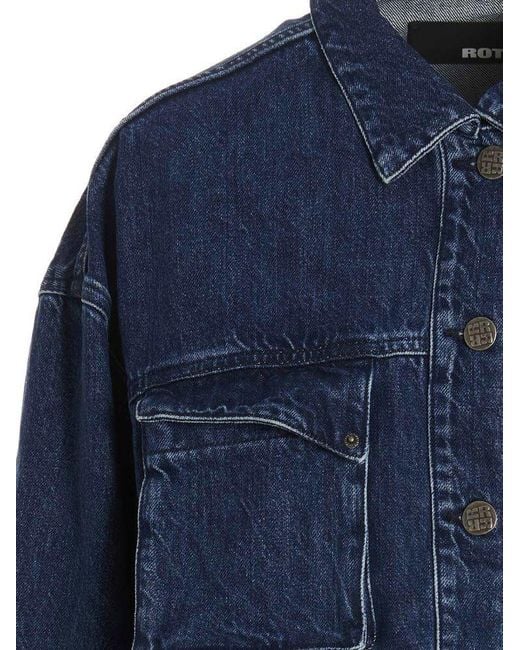 ROTATE BIRGER CHRISTENSEN Blue Senna Cropped Denim Jacket