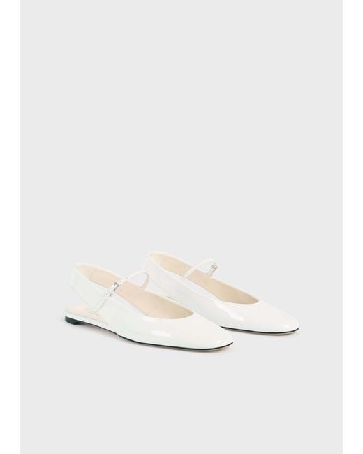 Totême White Totême Buckle Fastened Slingback Flats