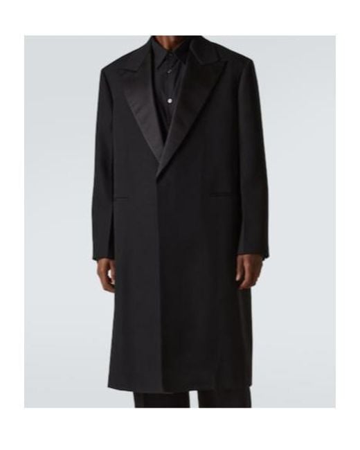Jil Sander Black Silk-Trimmed Wool Coat for men
