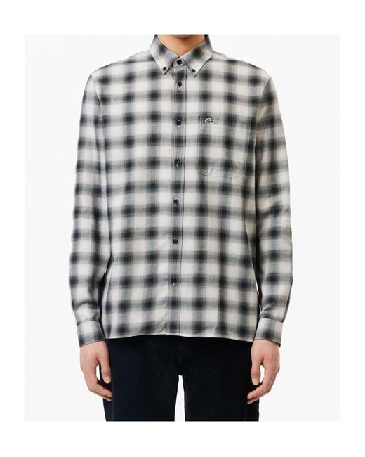 Lacoste Gray Regular Fit Flannel Shirt for men