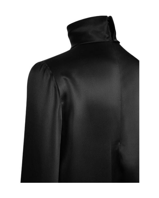 Dolce & Gabbana Black High Neck Satin Blouse