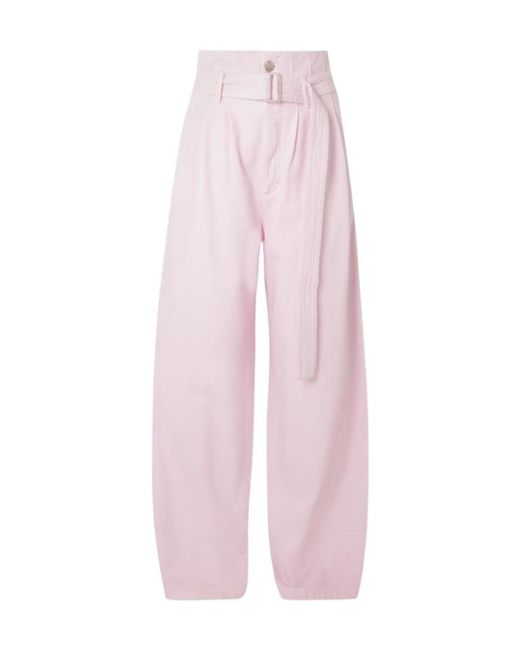 Agolde Pink High-Waisted, Wide-Leg Organic Cotton Jeans