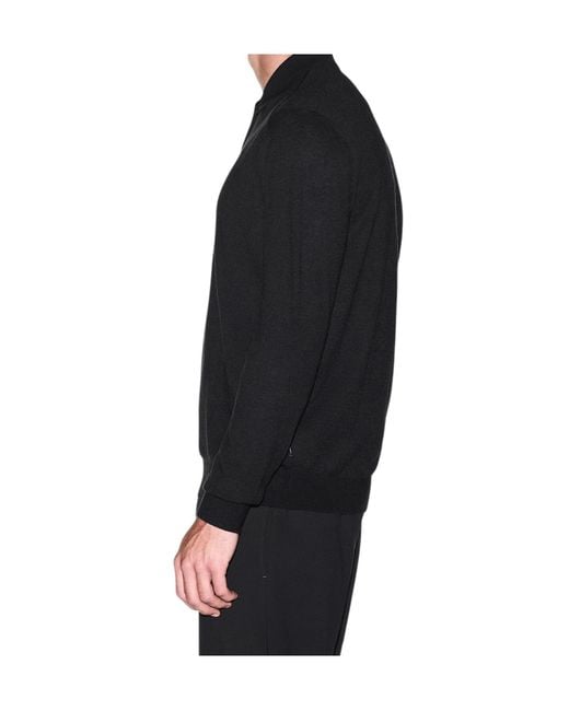 ARMANI EXCHANGE Black Long-Sleeve Knitted Polo Shirt for men